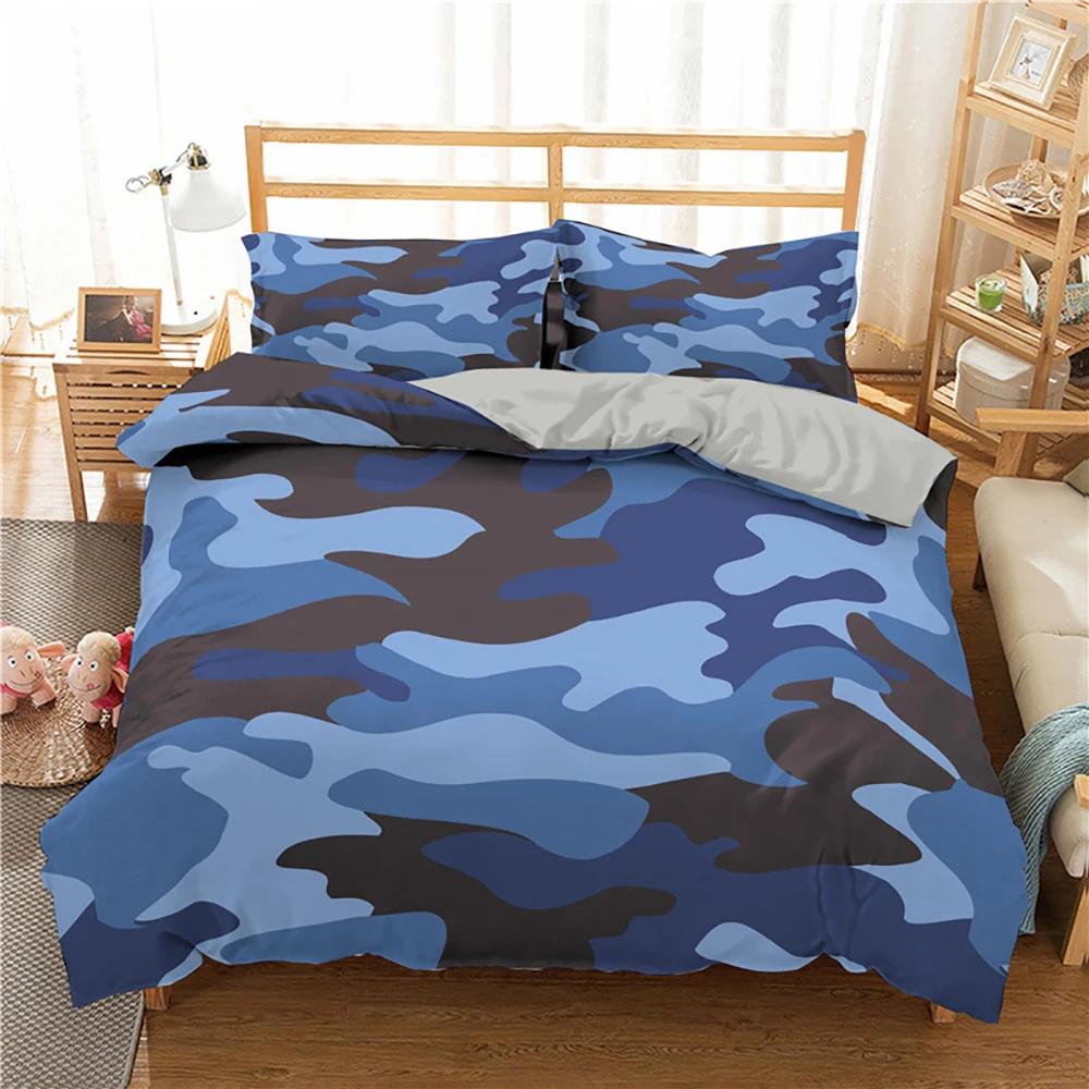 Kamuflasje Sengetøy Sett Gutt Tenåring Barn Abstrakt Dynetrekk med Putetrekk King Queen Twin Størrelse Polyester Dynetrekk 2/3 stk