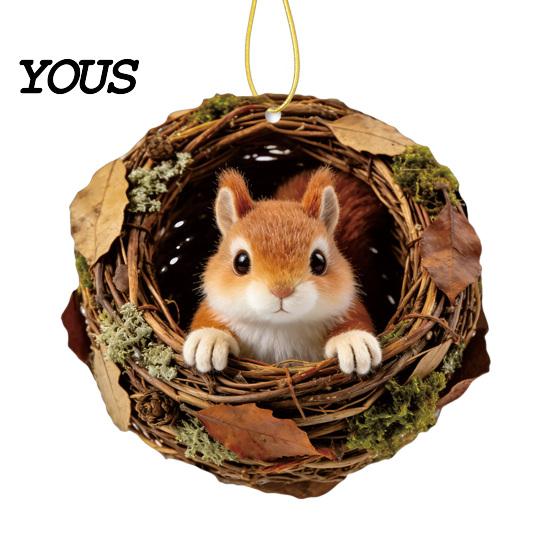 Fireplace Decorative Pieces Forest Animal Ornament, 2D Flat Woodland Acrylic Christmas Unique Gift for Friends Hanging Decoration Tree, Holiday