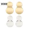 Large And Small Circle Earrings Chunky Dangle Earrings, Geometric Stud Double Thin Metal Sheet Round Disc Jewelry for Women Comfortable Long Wear