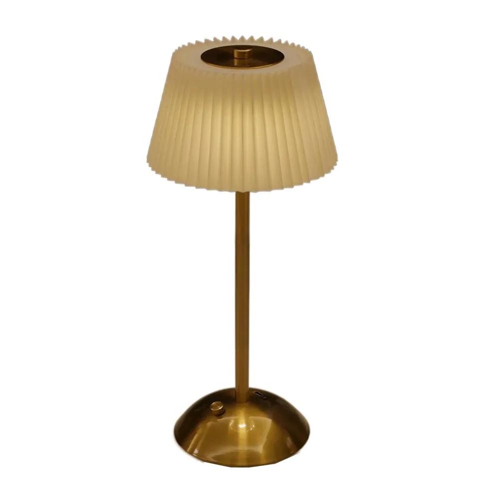 3 Color Lights Small Pleated Table Lamp Touch Control Fabric Shade Desk Ambient Light Cordless USB Rechargeable Nightstand Light хаки
