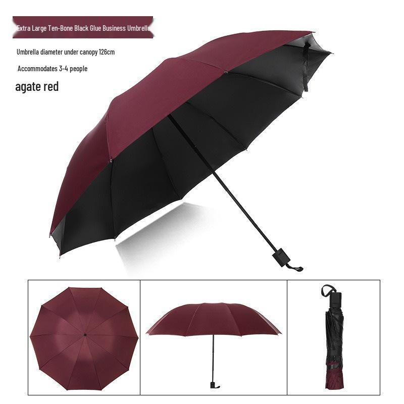Dual-Use Extra Large Folding Umbrella - 12 Ribs for Sun and Rain Protection
