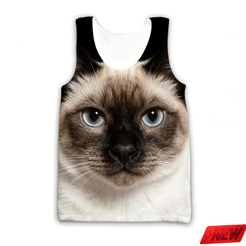 Realistic Funny Animal Dog Tank Top Men Summer Streetwear 3D Print Cute Pets Sleeveless T Shirts Boys Harajuku Loose Unisex Vest