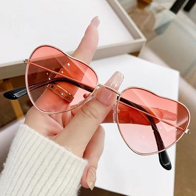 Metal Children'S Glasses Trendy Boys And Girls Anti-Ultraviolet Sunglasses Cute Peach Heart Children'S Sunglasses