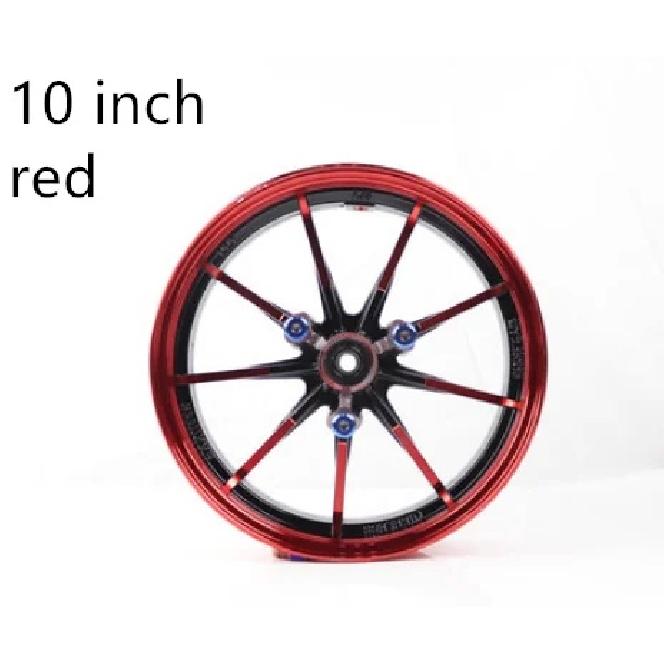 Electric vehicle front wheel 10/12 inch electric motorcycle aluminum alloy front wheel rim wheel hub 10×2.15/12×2.75 10 inch red