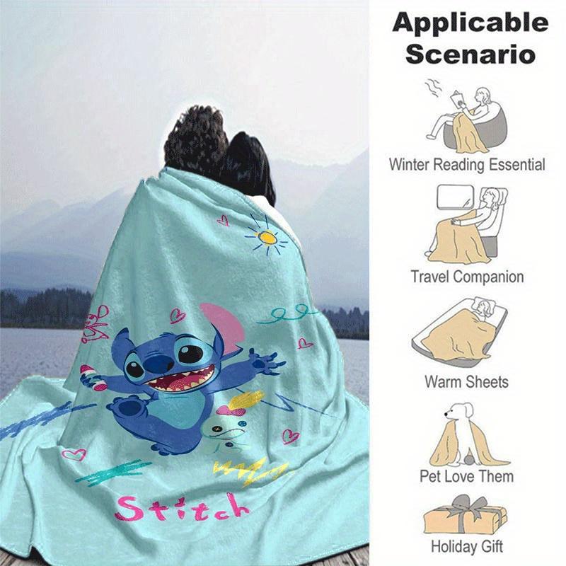 1 Stück Stitch-Druckdecke - Weiche Ganzjahresdecke für das Büro, Personalisierte Geschenkidee mit entzückendem Cartoon-Design