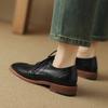Mode NY Vår/Höst Dam Oxfords Delat Läder Skor för Damer Brogues Vintage Snörning Loafers Handgjorda Svarta Extra Stora Skor
