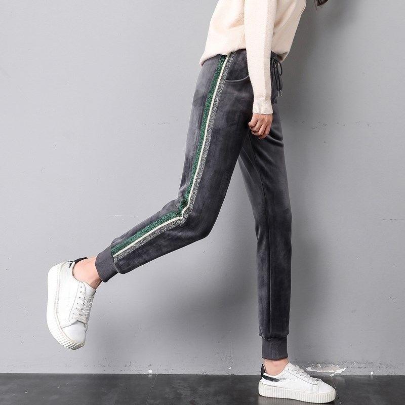 Women's Winter Plus-Size Velvet Harem Pants High-Waist Thick Fleece-Lined Sweatpants