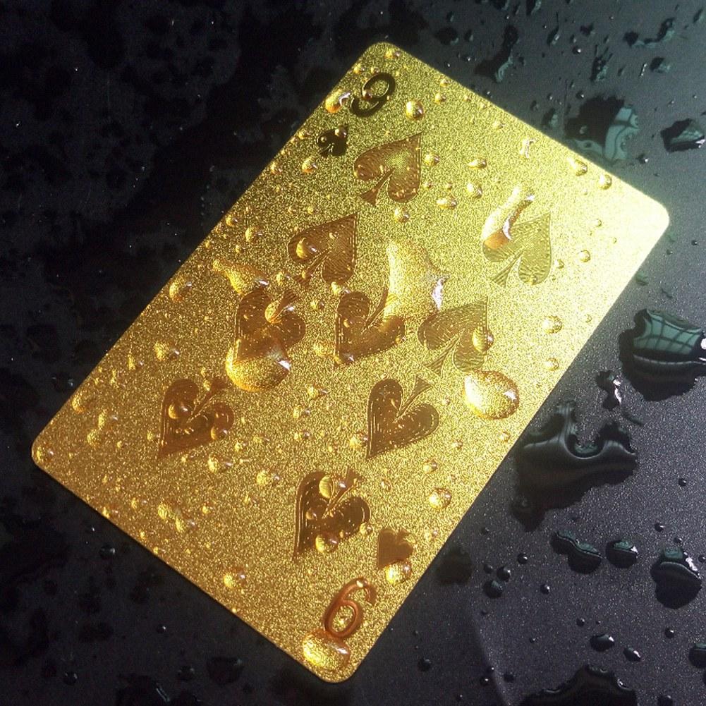 

Luxury Poker Cards Fake Gold Foil Playing Cards Plastic Poker Cards (Euro & Wood Box)
