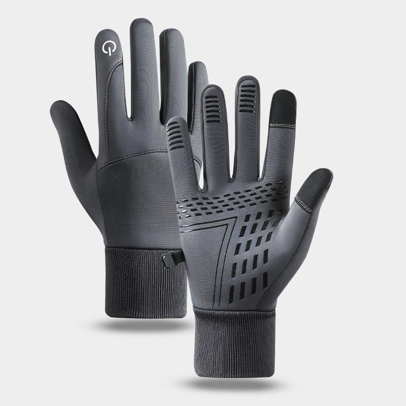Cross-border autumn and winter gloves flip cover leakage two fingers touch screen zipper fishing cycling outdoor sports velvet cold and warm XL