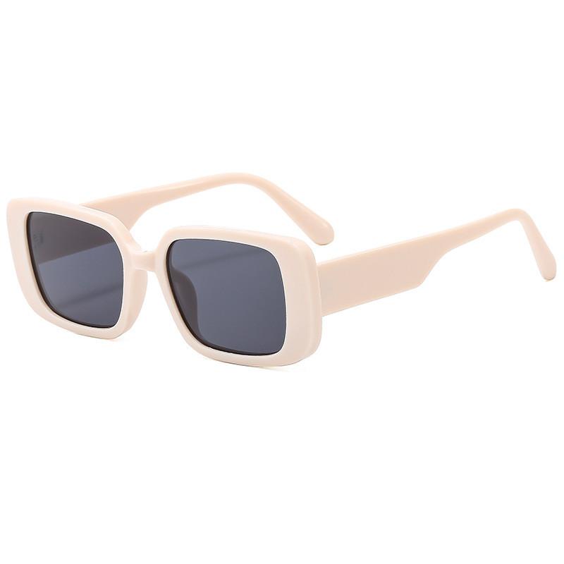 Retro Square Black Sunglasses With Grey Lenses Uv400 For Outdoor Sports