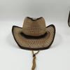 Nuevo sombrero de paja de vaquero occidental unisex estilo nacional sombrero jazz sombrero para el sol sombrero de sol para exteriores sombrero casualNuevo sombrero de paja de vaquero occidental unise