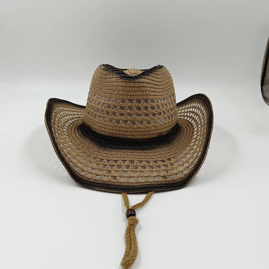 Nuevo sombrero de paja de vaquero occidental unisex estilo nacional sombrero jazz sombrero para el sol sombrero de sol para exteriores sombrero casualNuevo sombrero de paja de vaquero occidental unise