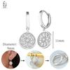925 Sterling Silver Needle Vintage Heart/Shell Pendant Earrings Round/Square Plate Hoop Earrings for Women Party Fashion Jewelry