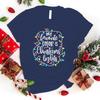 Christmas Lights Print T-Shirt Women Loose Short Sleeve Round Neck Top Female Casual Shirt Tees