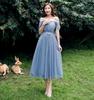 2025 New Off-the-Shoulder Bridesmaid Dress: Mid-Length, Slimming, with Fairy Charm for Special Occasions.