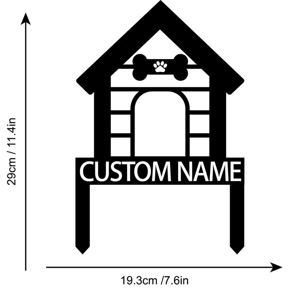Custom Metal Dog House Sign, Personalized Pet Garden Stake, Outdoor Yard Decoration, Dog Lover Gift, Weatherproof Aluminum Plaque