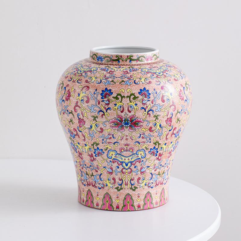 Chinese Retro Blue and White Porcelain Flower Vase Ceramic Handicrafts Flowerpot Desktop Storage Can Home Decoration