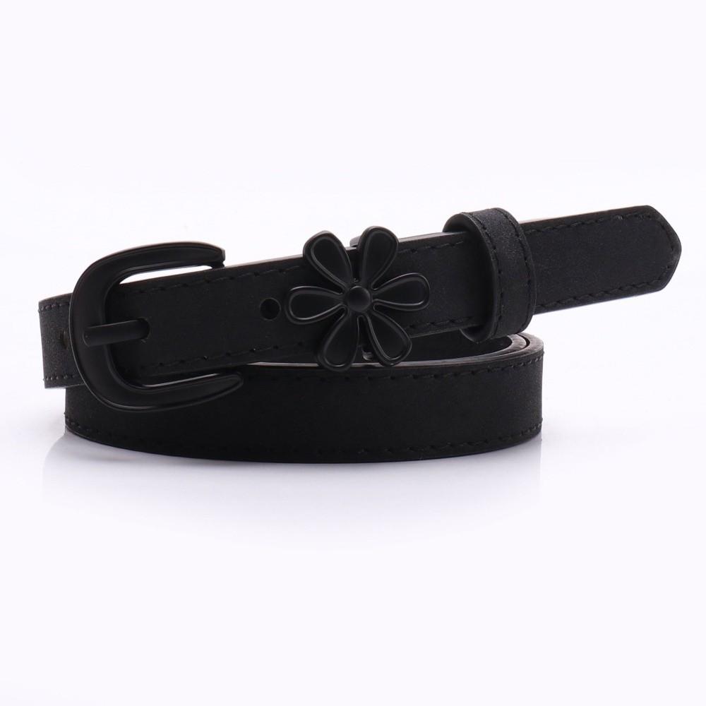 Blumen-Schnalle Damen Dünner Gürtel Kunst-PU-Leder Kleine Größe Taillenbetonender Gürtel Schlichtes Design Einfarbige Dekorative Gürtel