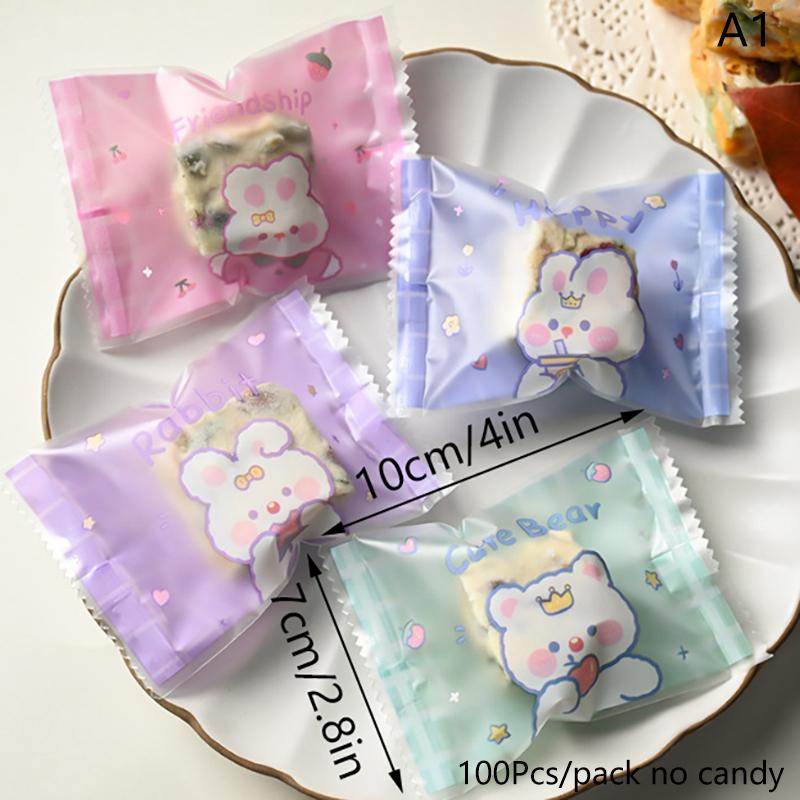 

100Pcs Cartoon Cookie Packaging Bag Cookie Snowflake Crispy Packaging Self Sealing Bag Separate Transparent Cute Dessert Bags