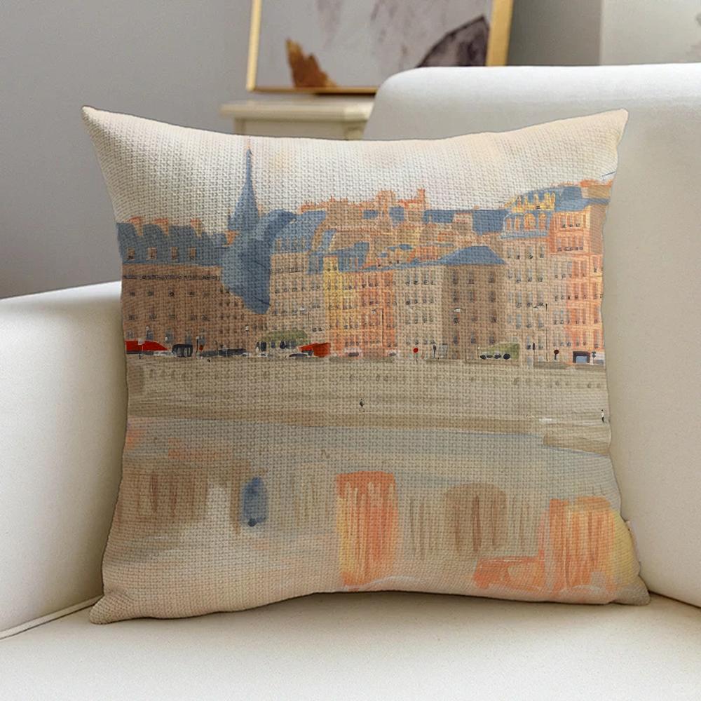 P-Yukiko Noritake Cushion Cover Natural Linen Pillowcase Set, All-In-One Decor For Sofa, Bedroom & Chair