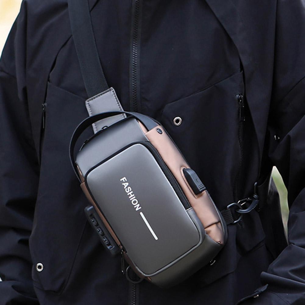 Men's Anti-theft Password Lock Chest Bag Adjustable Shoulder Strap, Crossbody And Single Shoulder Bag Casual Street Style