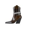 Fashion Kaky's New Pointed Stone Water Diamond Thick High Heel Large Women's Boots Short Boots Western Boots