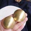 Retro Exaggerated Gold Color Brushed Geometric Spherical Large Stud Earrings for Women Korea Fashion Piercing Earrings Jewelry