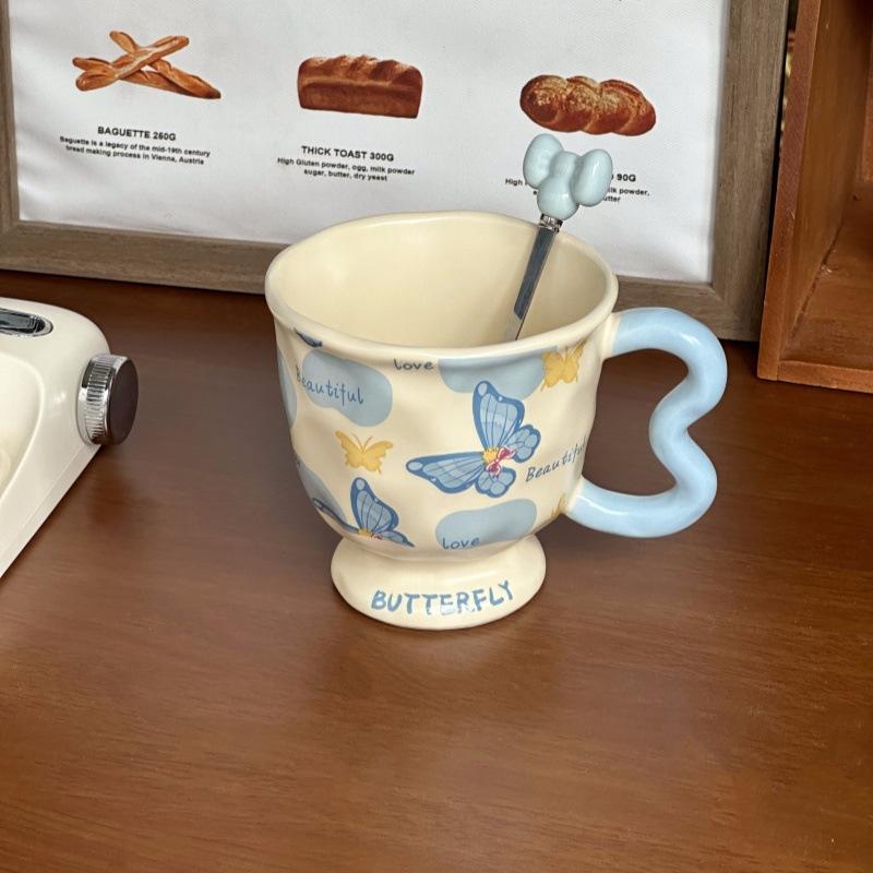Birthday Gift for Best Friend High Looking Butterfly Ceramic Mug for Girls Practical Gift Souvenir Gift Box
