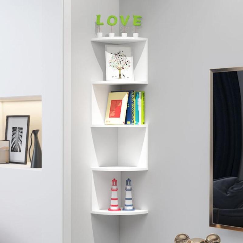 Tier Corner Floating Shelf Unit, Wall-Mounted Plastic Storage Rack, Space-Saving Triangular Design, Suitable For Living Room