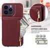 Crossbody İpi Deri Cüzdan Kılıf Iphone 15 14 13 12 11 Pro Max Askı Kablosu Fermuar Yan Kart Cebi Arka Kapak