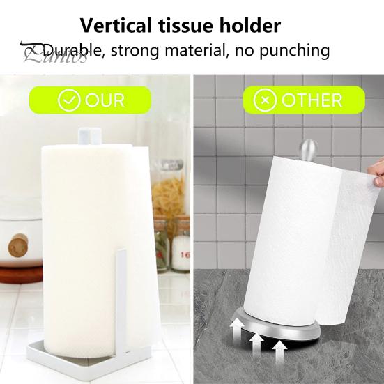 Držák na role papíru s protiskluzovou stabilní základnou, robustní držák na papírové ručníky z nerezové oceli, moderní stojanový dávkovač na pracovní desku
