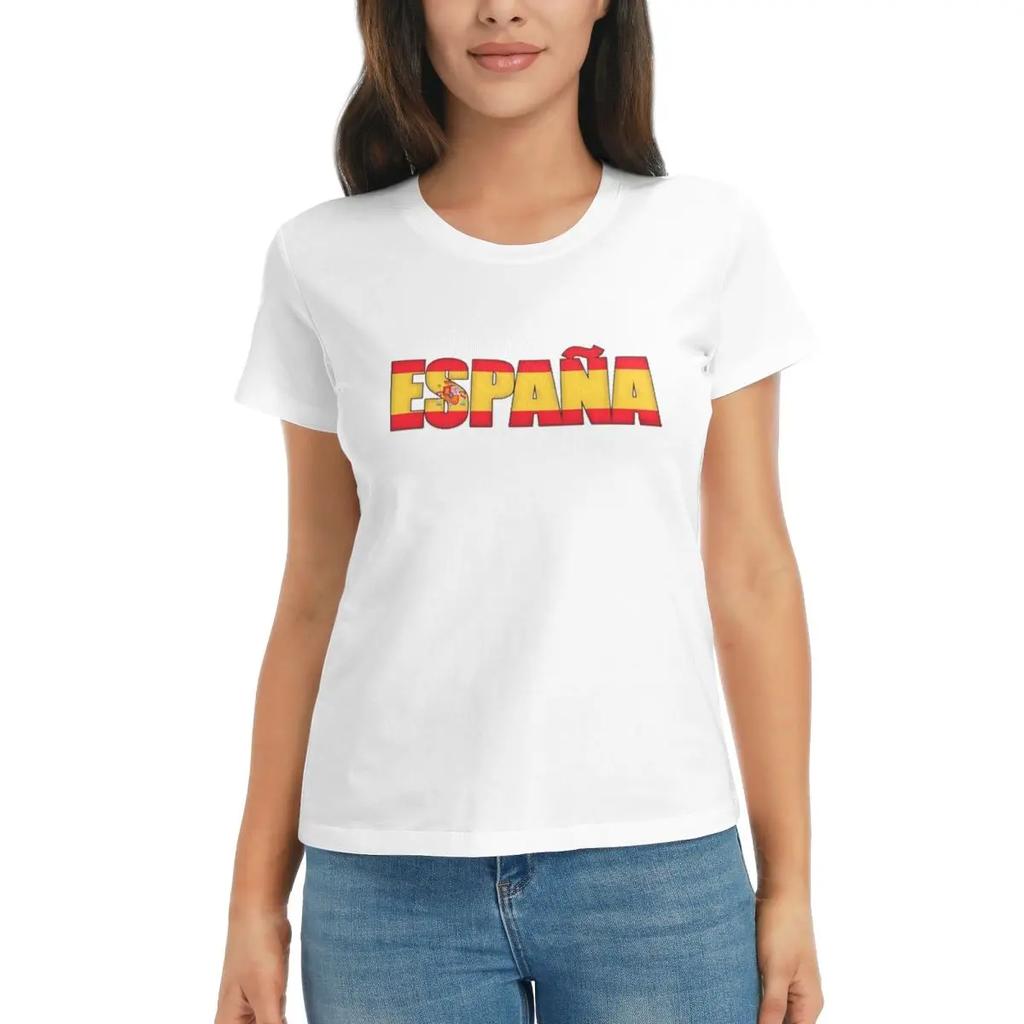Women TShirt Espana Flag Of Spain Spanish Summer Short Sleeve Tees Crew Neck Cotton T Shirts Clothes Tops Streetwear