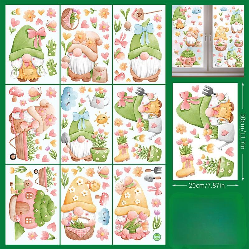 Cartoon Cute Spring Flowers Indoor Bedroom Living Room Background Wall Decoration PVC Electrostatic Stickers Window Glass Stickers