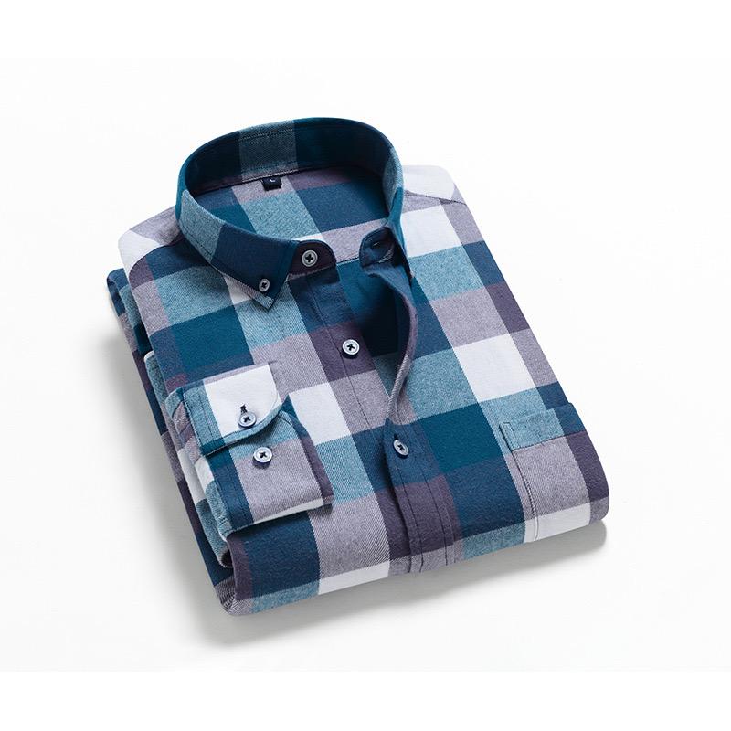 Men Printed Plaid Casual Long Sleeve Luxury Shirt High Quality Comfortable Soft Flannel Spring Autumn Fashion Brand Shirts