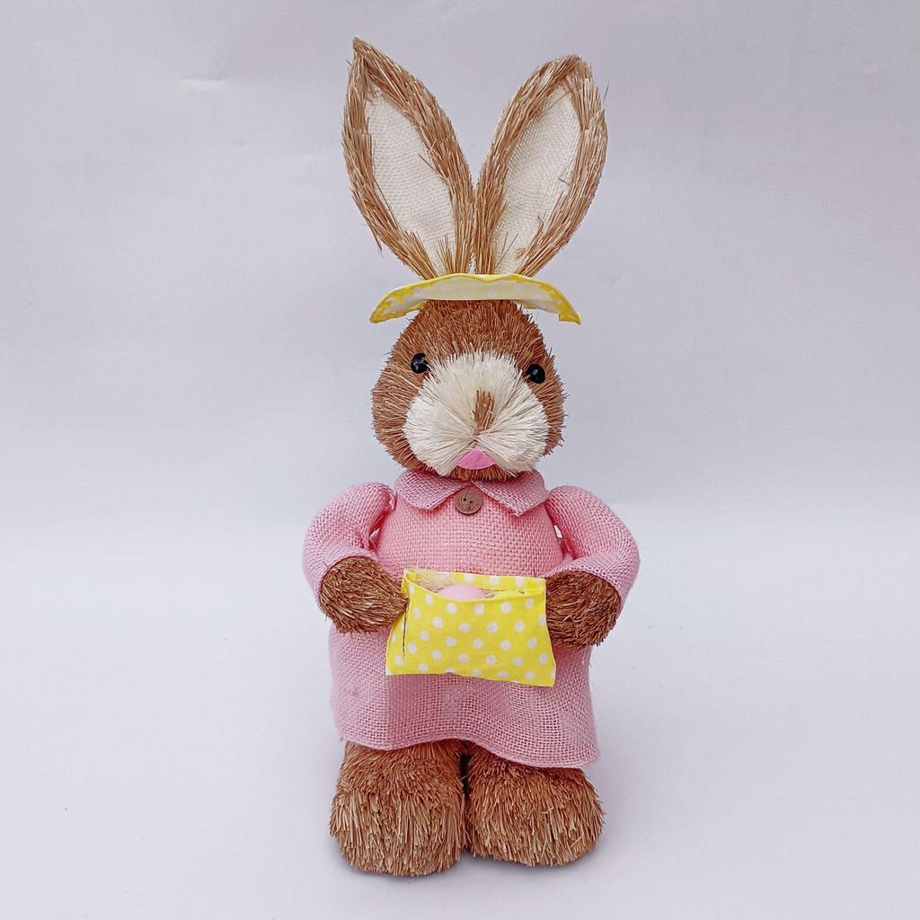 45CM Medium Woven Reed Rabbit Handmade Forest Style Folk Home Decoration Souvenir