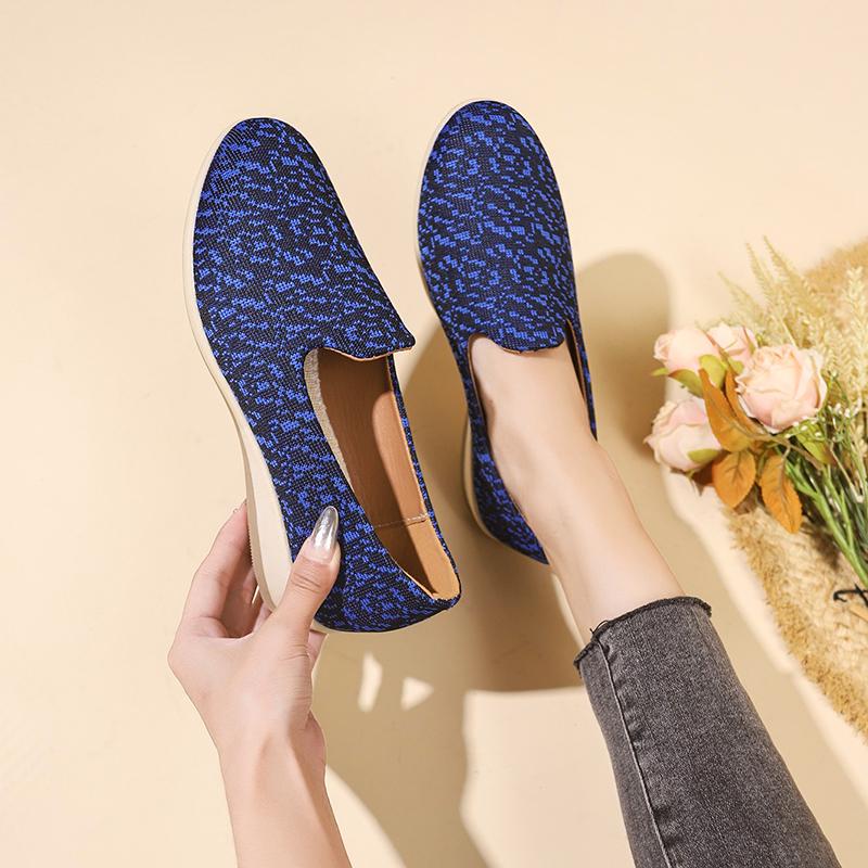 Fashion Women Flats New Spring Autumn Flat Loafers Fashion Leisure Flat Shoes Women Round Knitting Elastic Comfortable Sneakers Women
