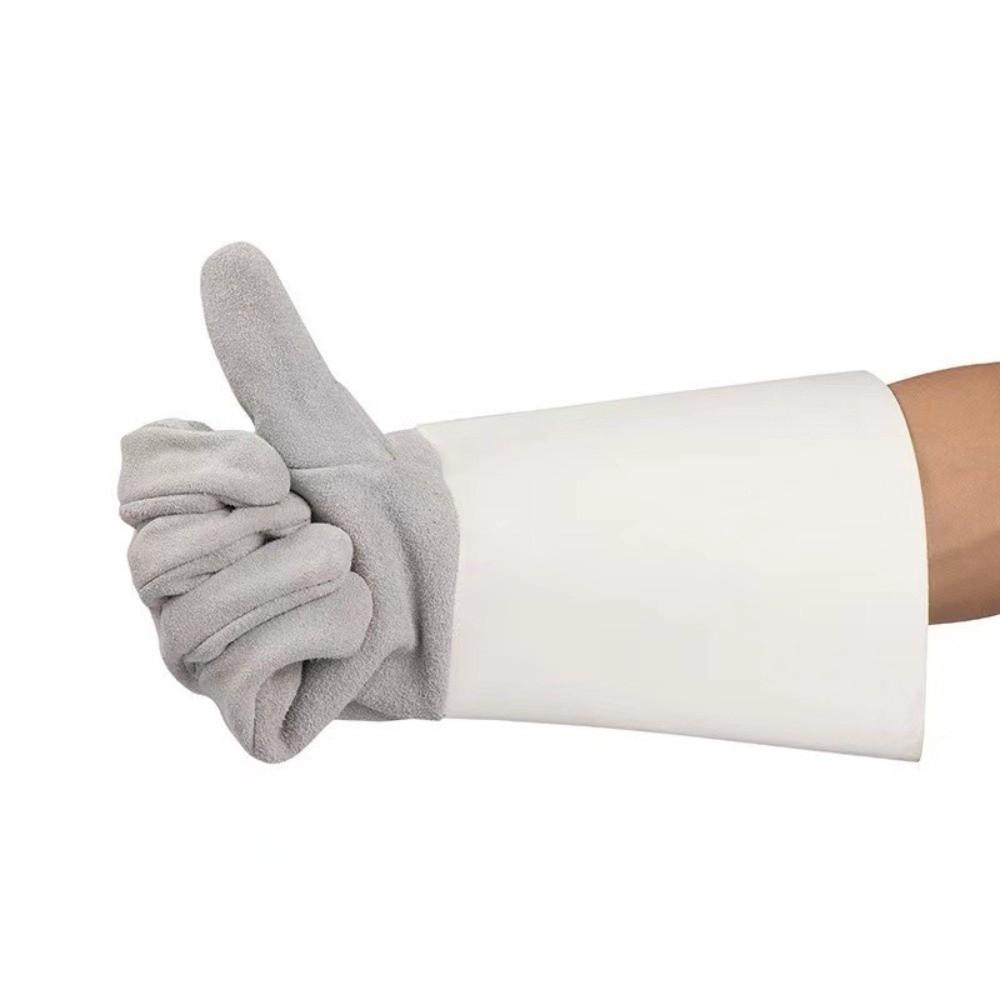 1 Pair Wear-Resistant Welding Gloves Heat Resistant Cut Resistant Leather Gloves Heavy Duty Thickened Gauntlet Gloves