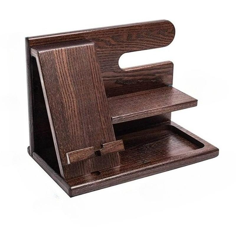 1Pc Multi-functional Wooden Telephone Extension Base Bedside Table Desktop Organizer Storage Rack Mobile Phone Holder.