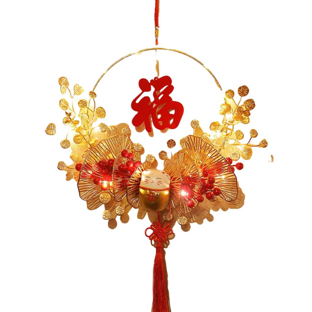 Zuhause Chinesisches Neujahr Kranz Wohnzimmer Schlafzimmer Girlande Batteriebetrieben Hängende Dekoration Festival Ornament