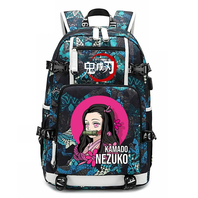 Demon Slayer Anime Print School Backpack Large Capacity Travel Bookbag for Boys Girls Kids Student