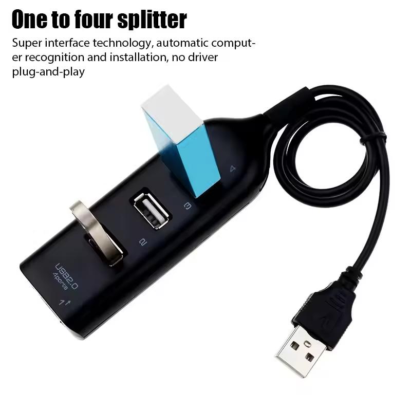 High Speed USB Hub 4 Port USB 2.0 with Cable Mini USB Splitter Hub Use Power Adapter Multiple Socket For PC Laptop Notebook