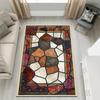 Tapete Persa Vintage de Borda, Tapete Moderno Patchwork Geométrico, Tapete Boho para Sala de Estar, Tapete de Chão para Casa Macio Antiderrapante Lavável