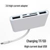 5-in-1 Type-C Card Reader: SD, USB, Apple, Android, OTG Compatible
