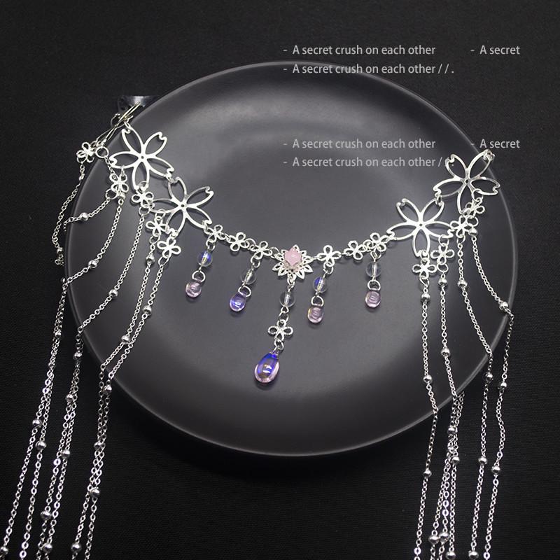 Bangs Flower Tassel Hairpin - Ancient Style Bindi Ornament for Retro Fairy Hanfu Look