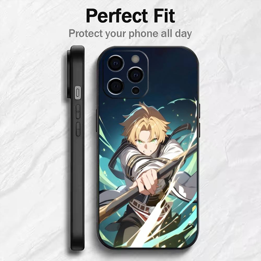 

Cool R-Rudy Greyrat Anime MT Phone Case For iPhone17,16,15,14,13,12 Plus,Max Soft Silicone Black Cover iPhone15promax