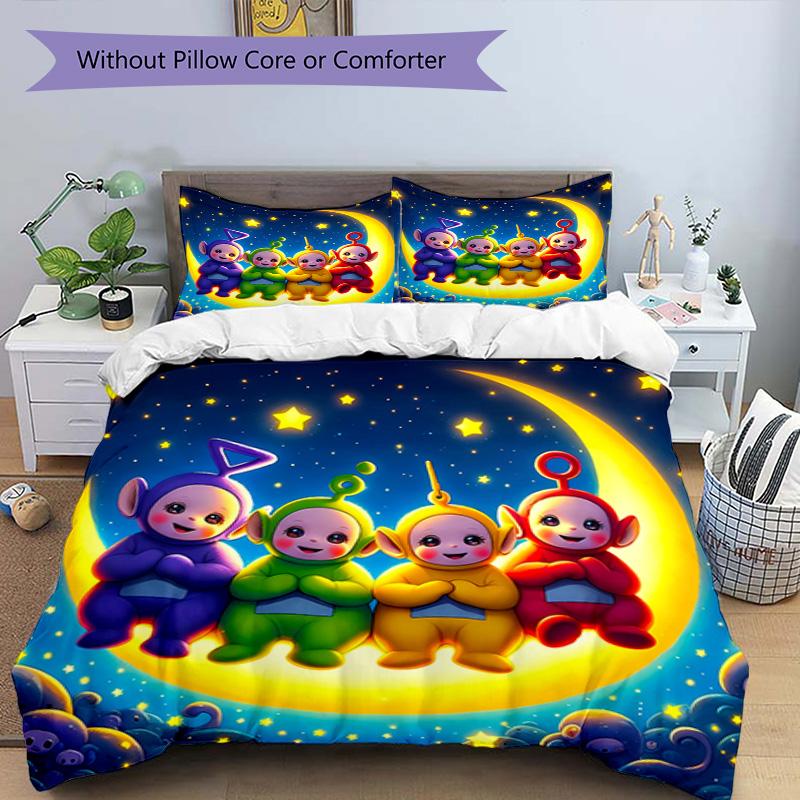Teletubbies Moonlit Adventure 3‑Piece Bedding Set,Soft Duvet Cover with 34 Pillowcases,Multi‑Scene Home Dorm Use,Ideal Gift for Birthday & Holiday