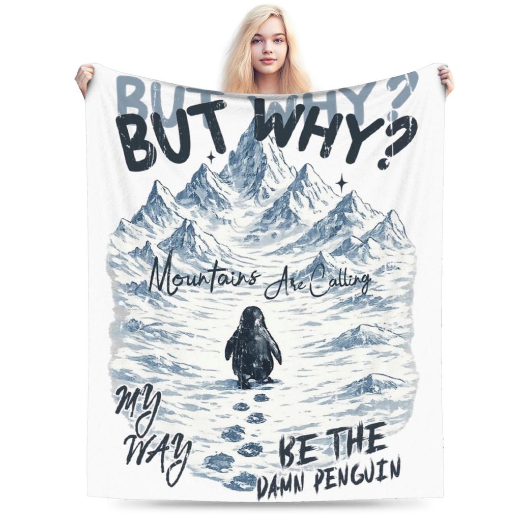 But Why Nihilist Penguin Meme Blanket Super Soft Cozy Throw Blankets for Bed 50x60 Inch Multiple Sizes Quilt