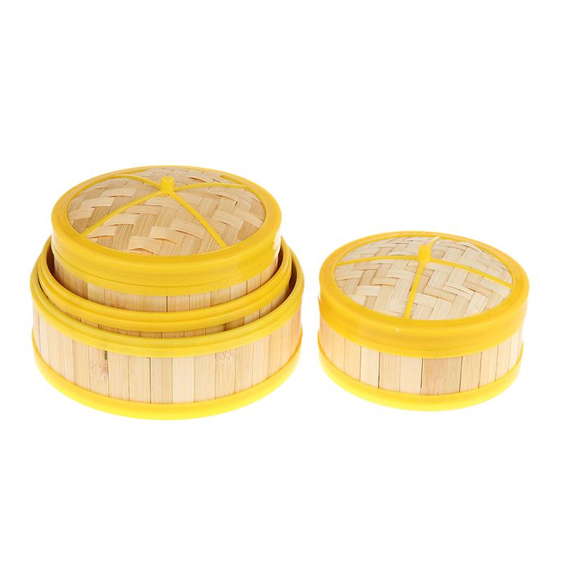 1Pc 5-6.5 Inch Cook Sticky Rice Chinese Food Making Handmade Steamer Basket With Lid Bamboo Kitchen Cookware Dumpling Steamer