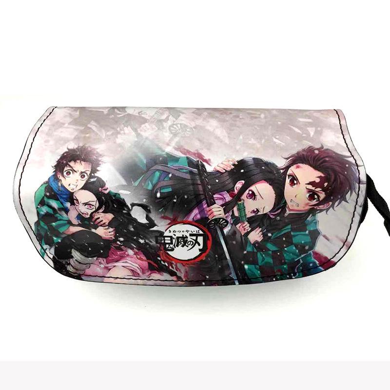 New Year's Day Demon Blade Cartoon Pencil Case - Student Stationery Box with Button Closure
