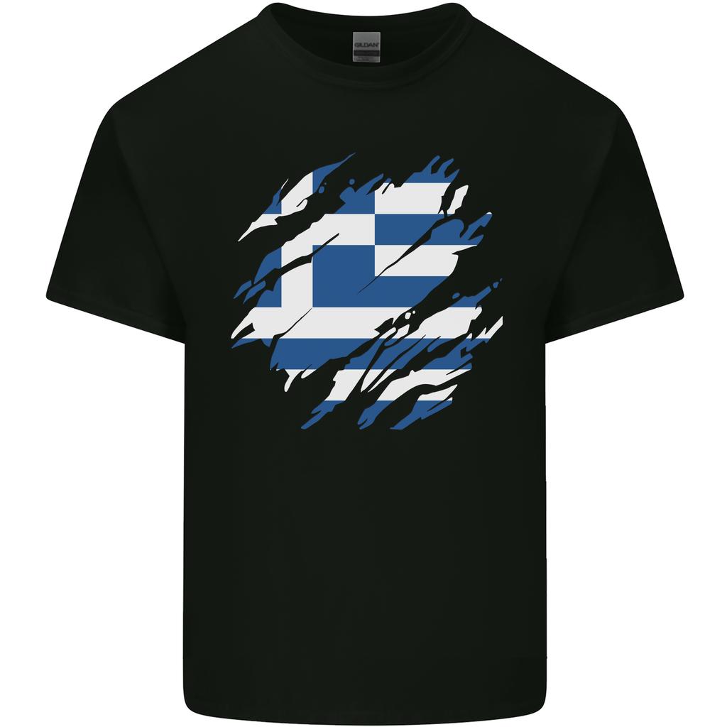Torn Greece Flag Greek Day Football Unisexs Light Cotton Tshirt